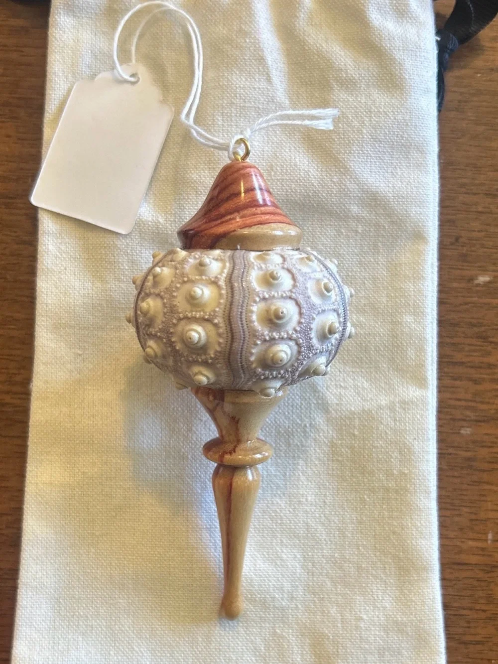 Handmade Wood Turned Sputnik Sea Urchin Shell Christmas Ornament - Exotic Wood